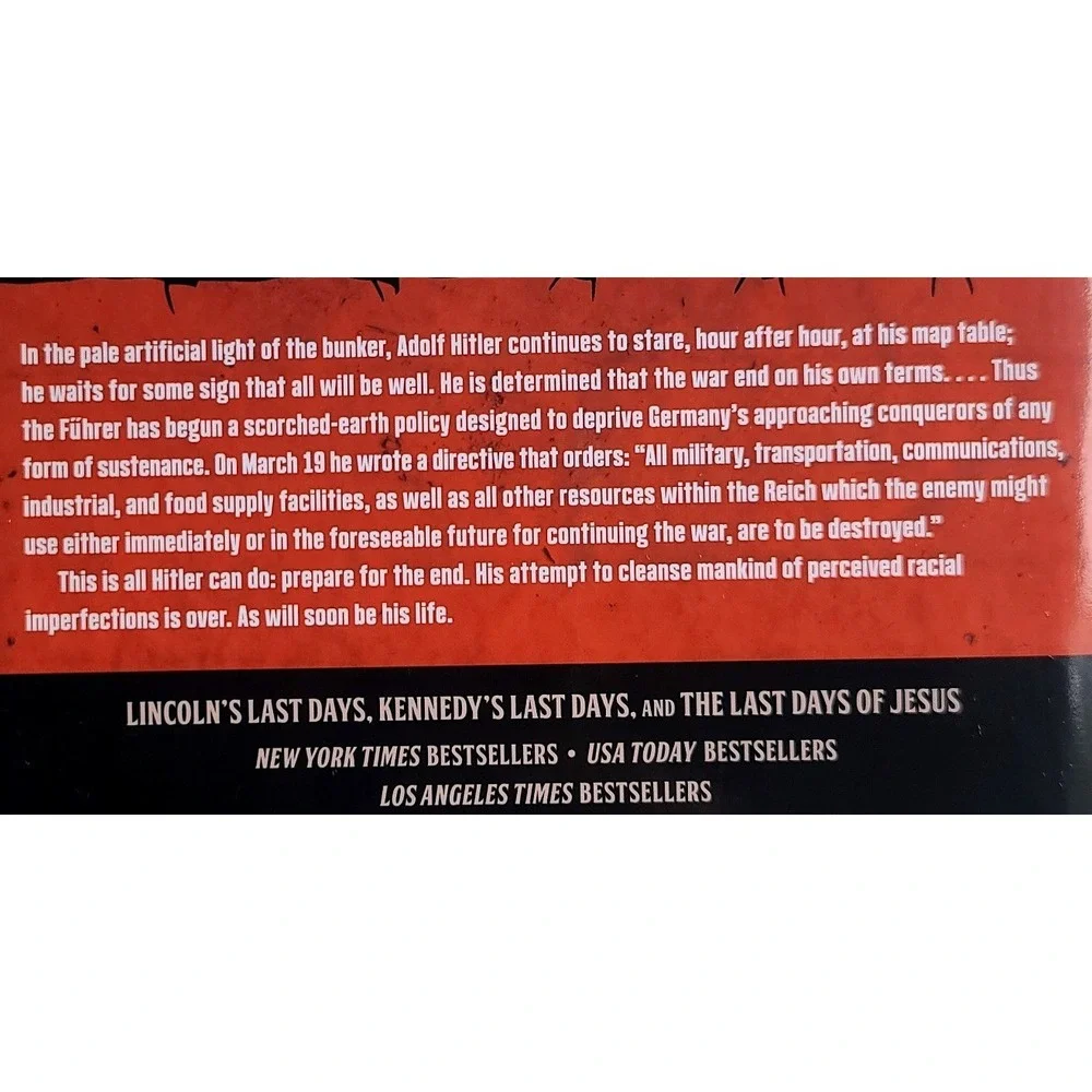 Hitler's Last Days Bill‎ O'Reilly First Edition Hardcover 2015 WWII History Book